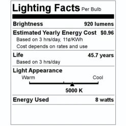 HyLite LED Light Bulb (00123) -Lighting Shop 00123 Lighting Facts Labelmd