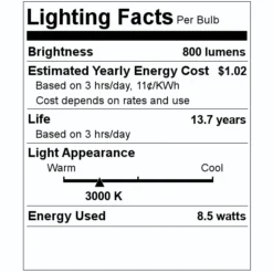 Maxlite LED Light Bulb (02541) -Lighting Shop 02541 Lighting Facts Labelmd
