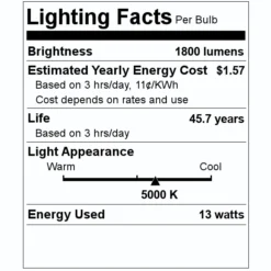 NaturaLED LED Light Bulb (04583) -Lighting Shop 04583 Lighting Facts Labelmd