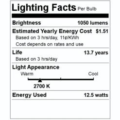 Satco LED Light Bulb (4-Pack) (08564) 5 Satco LED Light Bulb (4-Pack) (08564) -Lighting Shop 08564 Lighting Facts Labelmd