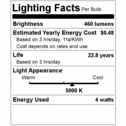 Satco LED Light Bulb (08687) -Lighting Shop 08687 Lighting Facts Labelmd