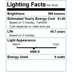 Eiko LED Light Bulb (09252) 5 Eiko LED Light Bulb (09252) -Lighting Shop 09252 Lighting Facts Labelmd