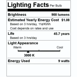 Eiko LED Light Bulb (09253) 5 Eiko LED Light Bulb (09253) -Lighting Shop 09253 Lighting Facts Labelmd