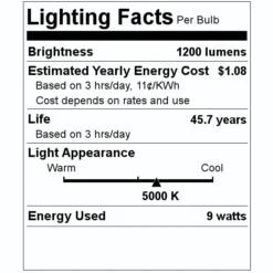 Eiko LED Light Bulb (09370) 5 Eiko LED Light Bulb (09370) -Lighting Shop 09370 Lighting Facts Labelmd