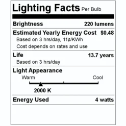 Satco LED Antique Filament Light Bulb (09966) -Lighting Shop 09966 Lighting Facts Labelmd