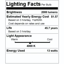 Eiko LED U-Bend Light (10927) -Lighting Shop 10927 Lighting Facts Labelmd