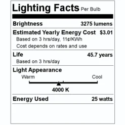 Satco LED Light Bulb (13105) -Lighting Shop 13105 Lighting Facts Labelmd