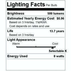 TCP LED Light Bulb (14123) -Lighting Shop 14123 Lighting Facts Labelmd