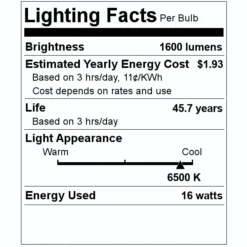 Satco LED Light Bulb (16505) -Lighting Shop 16505 Lighting Facts Labelmd