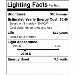 Feit Electric LED Light Bulb (4 Pack) (18510) -Lighting Shop 18510 Lighting Facts Labelmd