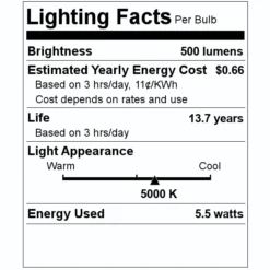 Feit Electric LED Light Bulb (2 Pack) (20994) 5 Feit Electric LED Light Bulb (2 Pack) (20994) -Lighting Shop 20994 Lighting Facts Labelmd
