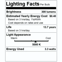 Feit Electric LED Light Bulb (4 Pack) (21107) -Lighting Shop 21107 Lighting Facts Labelmd