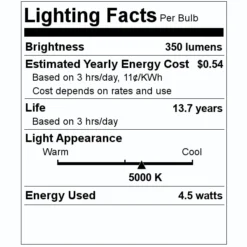 Satco LED Light Bulb (2-Pack) (21728) 5 Satco LED Light Bulb (2-Pack) (21728) -Lighting Shop 21728 Lighting Facts Labelmd