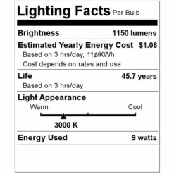 TCP LED Light Bulb (21830) 5 TCP LED Light Bulb (21830) -Lighting Shop 21830 Lighting Facts Labelmd