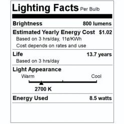 Maxlite LED Filament Light Bulb (24006) -Lighting Shop 24006 Lighting Facts Labelmd