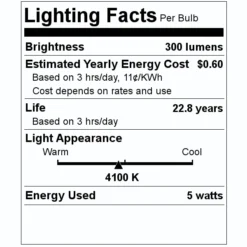 TCP LED Light Bulb (25977) 5 TCP LED Light Bulb (25977) -Lighting Shop 25977 Lighting Facts Labelmd