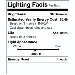 Satco LED Light Bulb (28618) -Lighting Shop 28618 Lighting Facts Labelmd