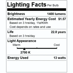 TCP LED Light Bulb (28926) -Lighting Shop 28926 Lighting Facts Labelmd