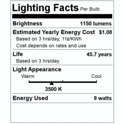 TCP LED Light Bulb (29389) 5 TCP LED Light Bulb (29389) -Lighting Shop 29389 Lighting Facts Labelmd