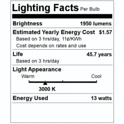 TCP Light Bulb (30605) -Lighting Shop 30605 Lighting Facts Labelmd