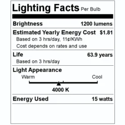 GE LED Light Bulb (34204) 5 GE LED Light Bulb (34204) -Lighting Shop 34204 Lighting Facts Labelmd