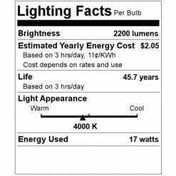 Satco LED Light Bulb (39906) 5 Satco LED Light Bulb (39906) -Lighting Shop 39906 Lighting Facts Labelmd