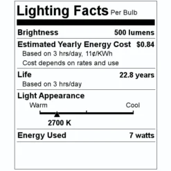 Sunlite LED Light Bulb (3 Pack) (40299) -Lighting Shop 40299 Lighting Facts Labelmd