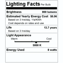 Sylvania LED Light Bulb (2 Pack) (41337) -Lighting Shop 41337 Lighting Facts Labelmd