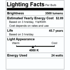 Westinghouse LED Light Bulb (50801) -Lighting Shop 50801 Lighting Facts Labelmd