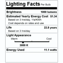 Feit Electric LED Light Bulb (2 Pack) (54322) 5 Feit Electric LED Light Bulb (2 Pack) (54322) -Lighting Shop 54322 Lighting Facts Labelmd