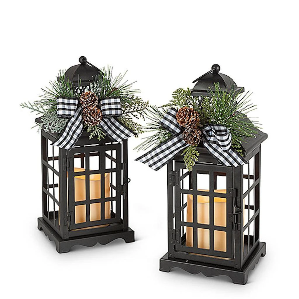 Gerson Lighted Holiday Lanterns (Set Of 2) (58625) 1 Gerson Lighted Holiday Lanterns (Set Of 2) (58625)