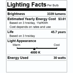 Nuvo LED Wall Pack (67164) -Lighting Shop 67164 Lighting Facts Labelmd