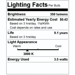 Feit Electric LED Light Bulb (3 Pack) (75612) -Lighting Shop 75612 Lighting Facts Labelmd