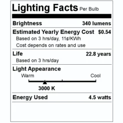 Bulbrite LED Light Bulb (770582) 5 Bulbrite LED Light Bulb (770582) -Lighting Shop 770582 Lighting Facts Labelmd