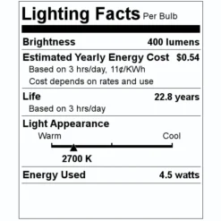 Bulbrite LED Light Bulb (770595) -Lighting Shop 770595 Lighting Facts Labelmd
