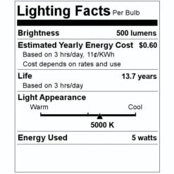 Sylvania LED Light Bulb (2 Pack) (79767) -Lighting Shop 79767 Lighting Facts Labelmd