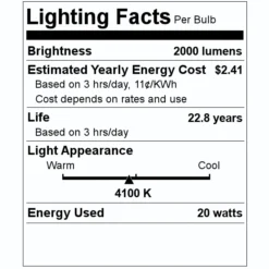 Feit Electric LED Light Bulb (90720) -Lighting Shop 90720 Lighting Facts Labelmd